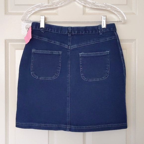 NWT. Top and Denim Skirt Set with multi color embroidered flowers & butterflies. - Picture 3 of 6